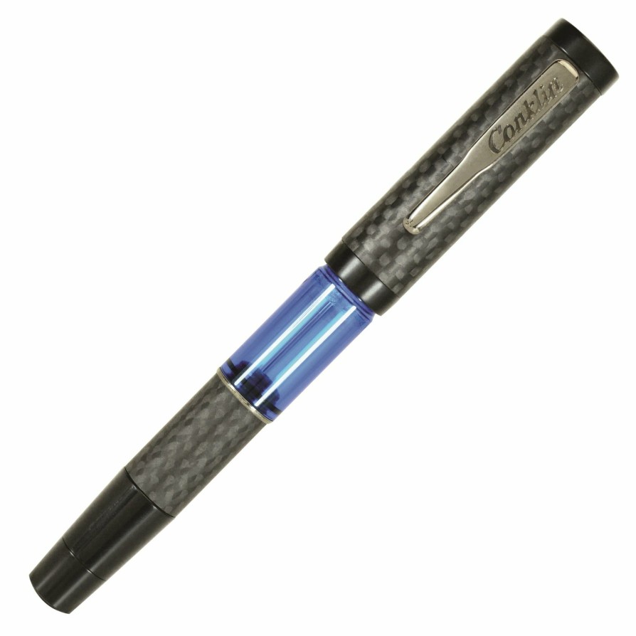 Fountain Pens * | Brand New Conklin Carbon Fiber Stealth Word Gauge Fountain Pen, Blue