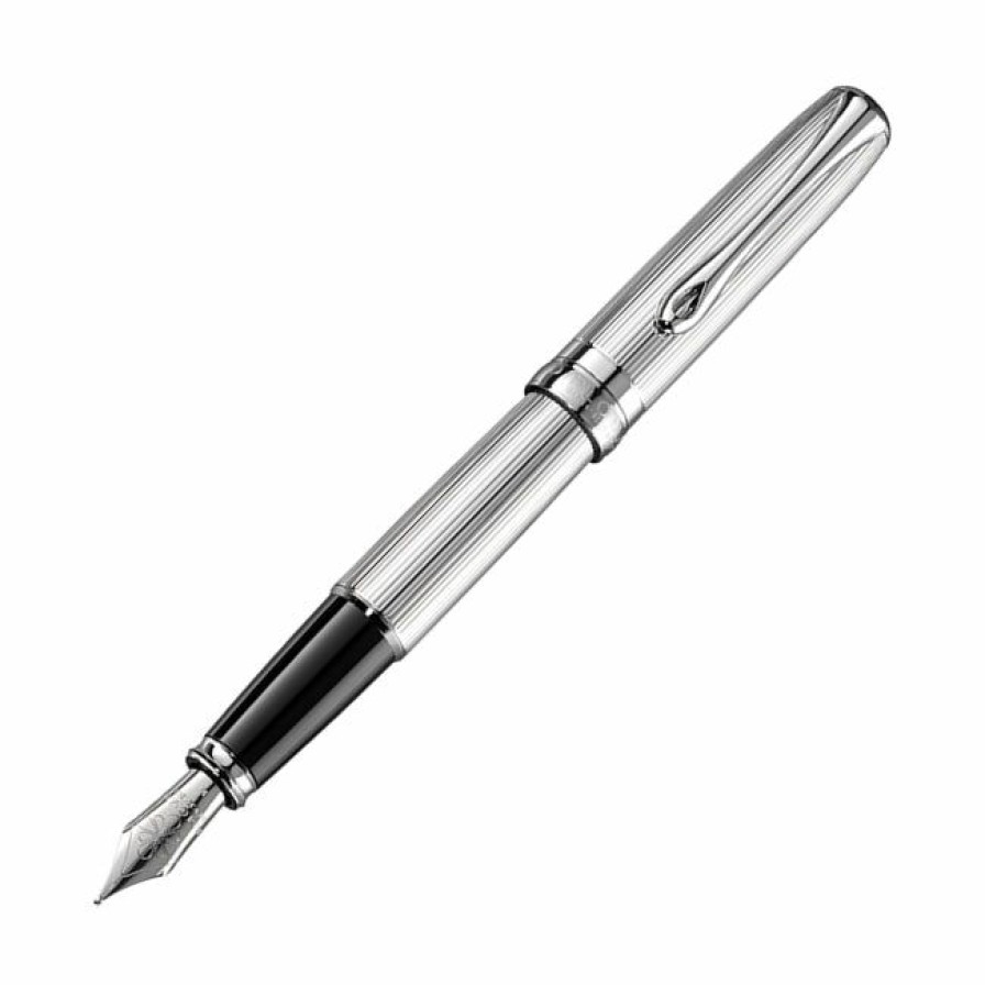 Fountain Pens * | Wholesale Diplomat Excellence A2 Guilloche Chrome Fountain Pen